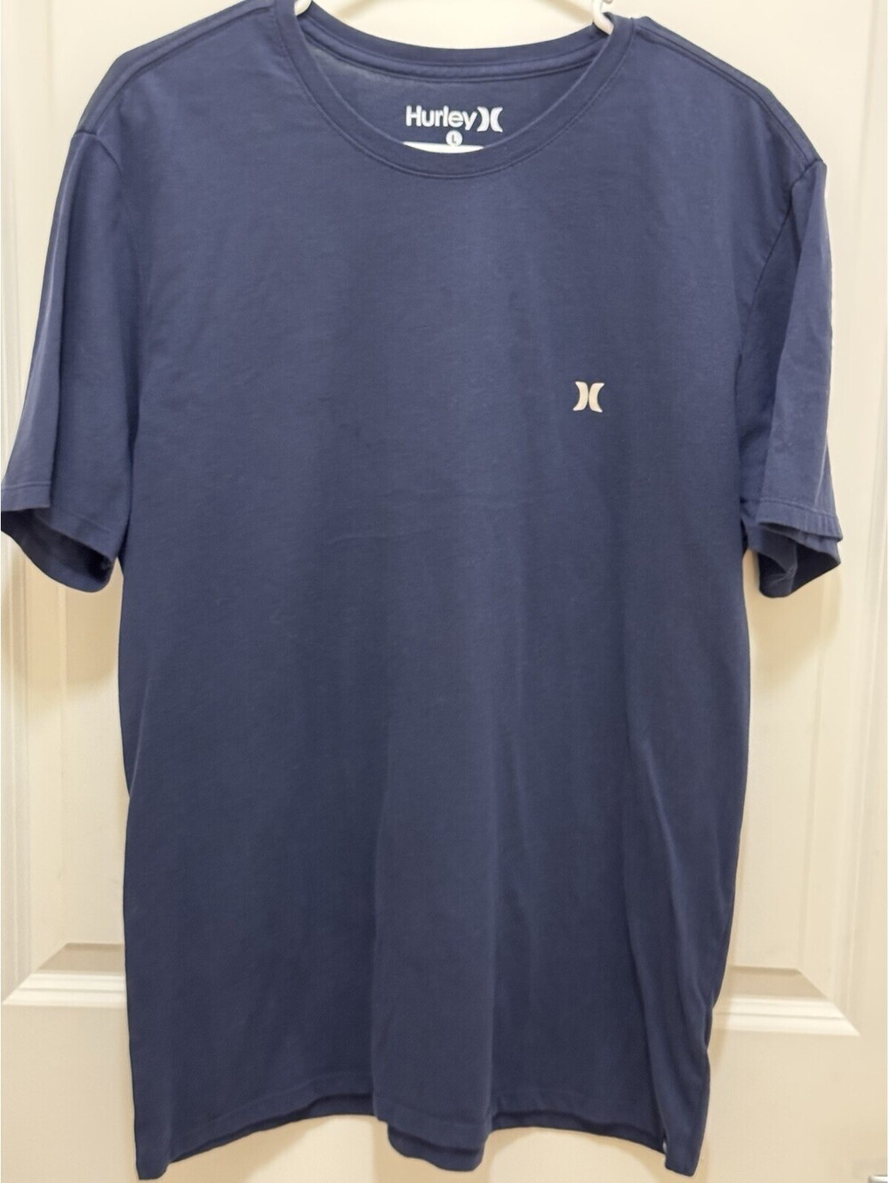 Hurley Nike Dri FIT T Shirt Mens Large Navy Blue Short Sleeve Chest Logo Tee